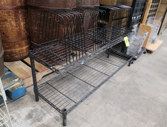 wire shelving merchandiser ~48" x 18" x 18"h, w/ slotted displays