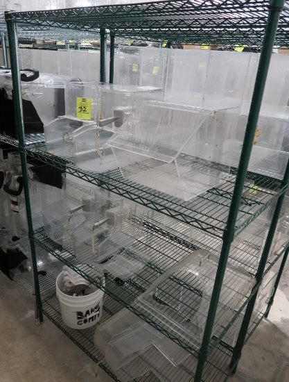 assorted reach-in bulk bins, all on this rack