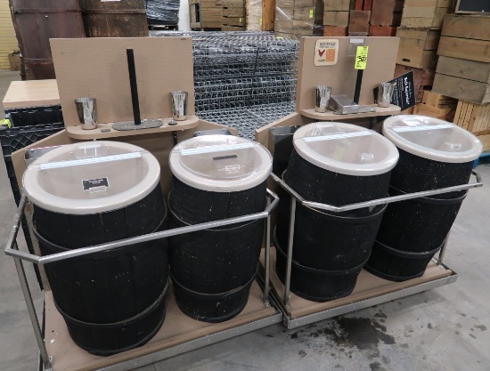 pairs of bulk barrels on stand w/ casters