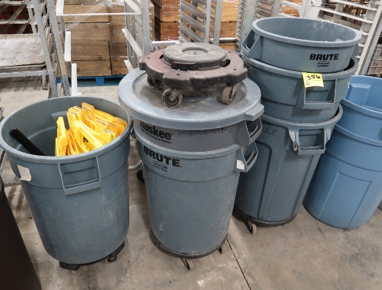 Rubbermaid Brute trash cans, 4) w/ casters