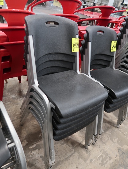 stackable chairs, metal frames w/ plastic seats