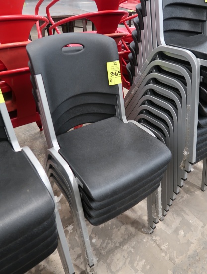 stackable chairs, metal frames w/ plastic seats