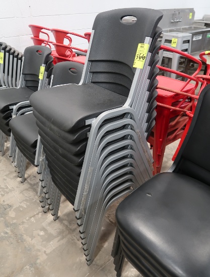 stackable chairs, metal frames w/ plastic seats