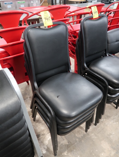 stackable chairs, metal frames w/ cushioned seats