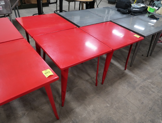 steel tables, red
