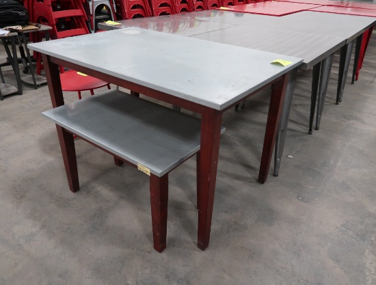 nesting wooden tables w/ galvanized tops