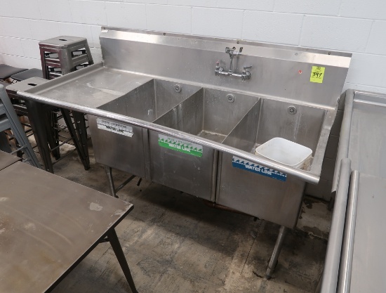 3 comp sink w/ L drainboard