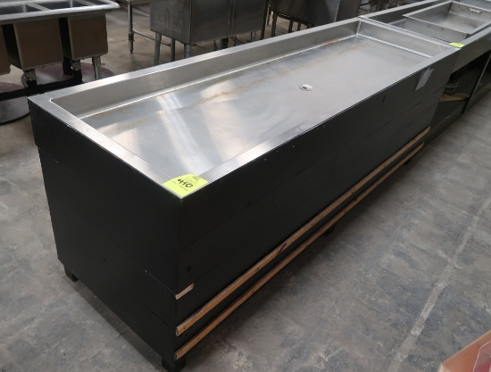 stainless iced product merchandiser, w/ wooden base