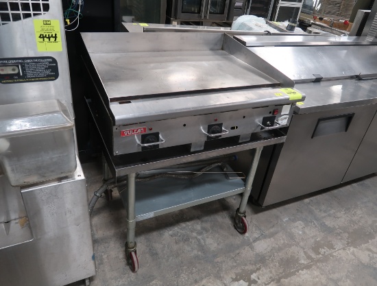 Vulcan 36" griddle, on stainless equipment stand w/ undershelf & casters