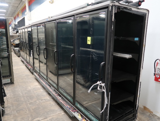 2013 Hussmann freezer doors, 10) dr run (5+5), no ends, w/ele defrost