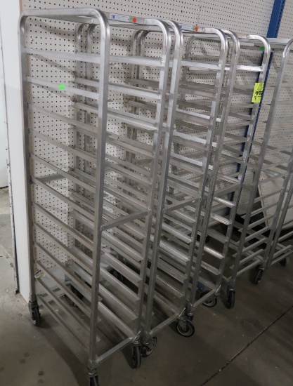 aluminum tray racks, on casters