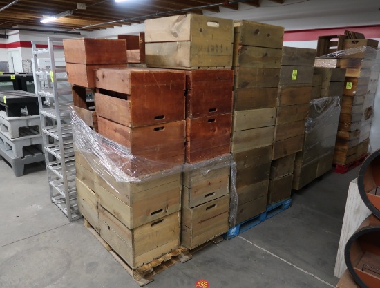 pallets of wooden crates