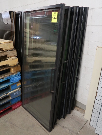 reach-in double-pane glass doors & 2) frames for walk-in cooler