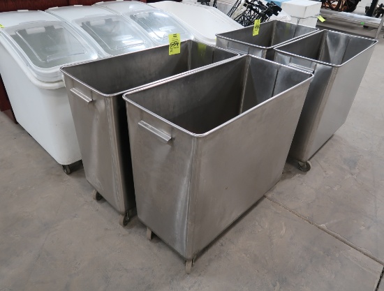 stainless ingredients bins, on casters