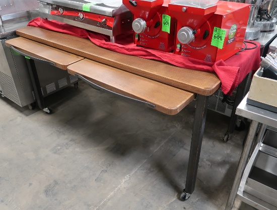 wood-top table w/ steel frame & pull-out sides