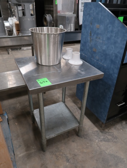 stainless table w/ undershelf, & stainless bucket