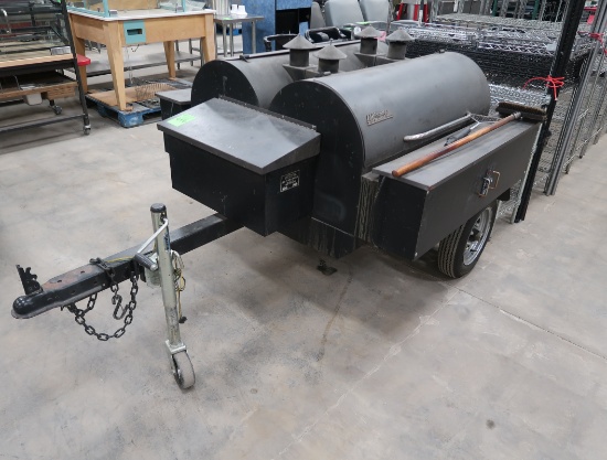 Traeger wood pellet grill/smoker on trailer