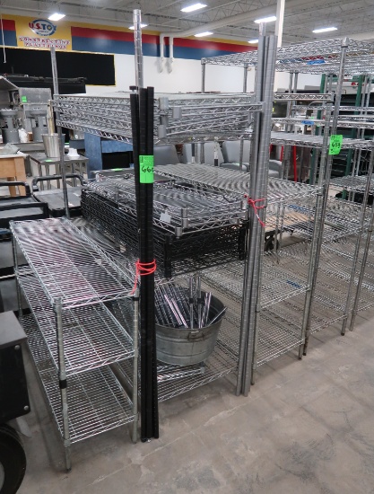 wire shelving units, at least 6, assorted sizes
