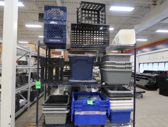 top 3 shelves of plastic crates