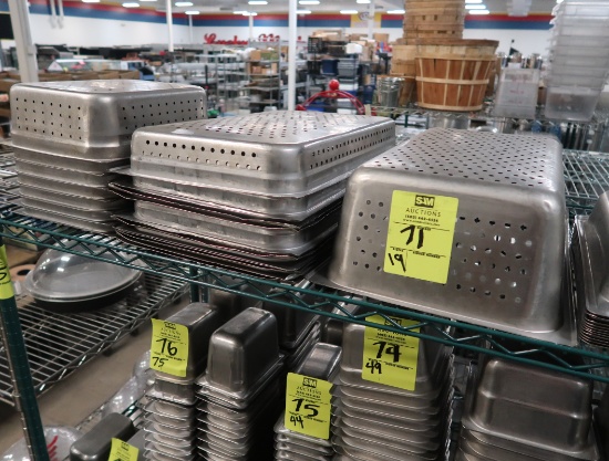 slotted stainless pans, 1/2 & full size, assorted depths