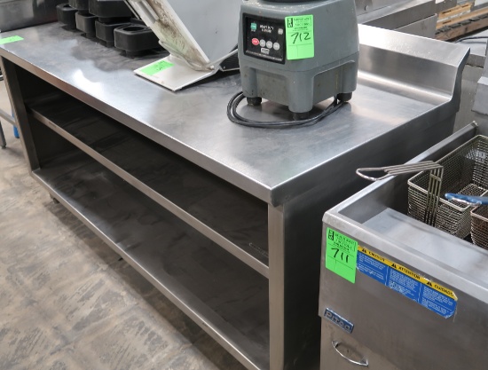stainless table w/ backsplash & 2) enclosed undershelves