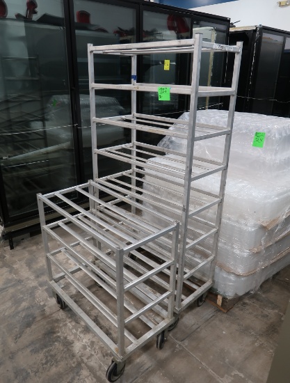 aluminum tray racks, on casters