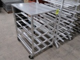 half size aluminum can rack, on casters