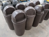 Rubbermaid torpedo trash cans, brown