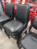 stackable chairs, metal frames w/ cushioned seats
