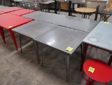 steel tables, grey