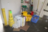 Group Of Janitorial Supplies And Eyewash Station
