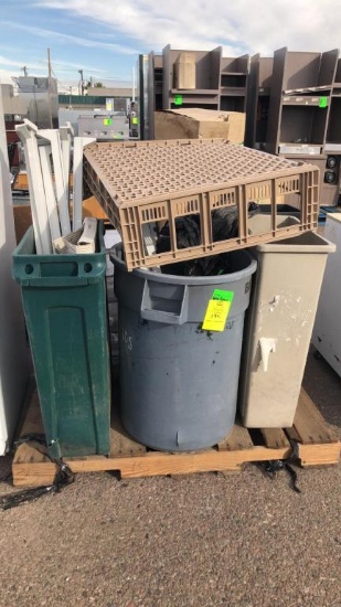 Pallet Of Trash Cans W/ Extras