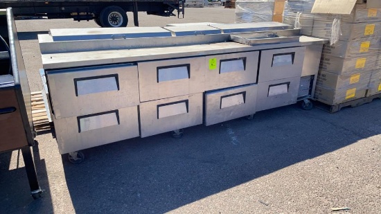 True 10ft refrigerated pizza prep table