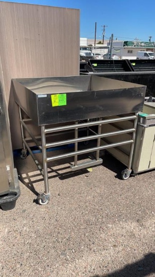 4ft x 4ft x 46in stainless bin on casters