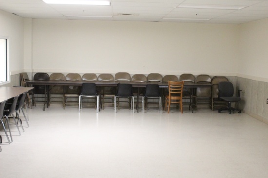 (5) 8' Folding Tables And Assorted Chairs