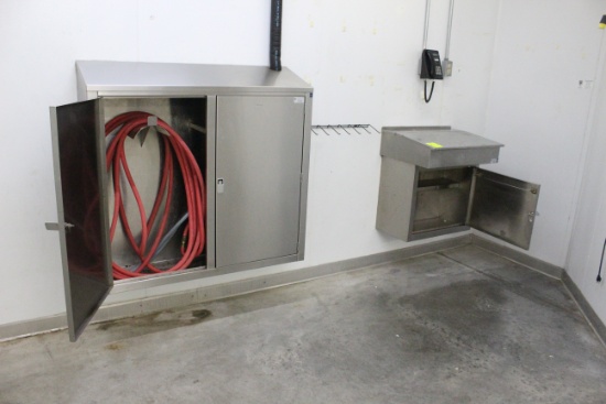 Stainless Receiving Desk And Wall-Mounted Cabinet W/ Hose
