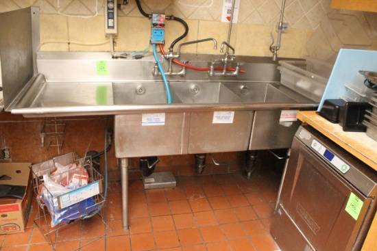 Stainless Steel Three Compartment Sink