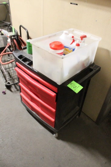 Plastic Portable Tool Cart W/ Contents