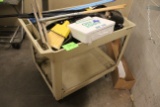 Two Tier Plastic Utility Cart W/ Contents