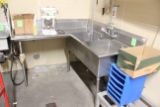 L-Shaped Two Compartment Sink W/ Sprayer