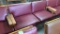 77” Wooden Lobby Sofa W/ Burgundy Vinyl Seats