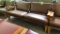 77” Wooden Lobby Sofa W/ Brown Vinyl Seats