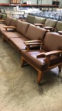 Wooden Lobby Sofa W/ Arm Chair (Busted Leg)