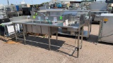 Three compartment stainless steel sink