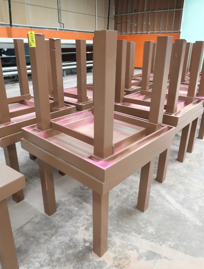 square wooden merchandising tables