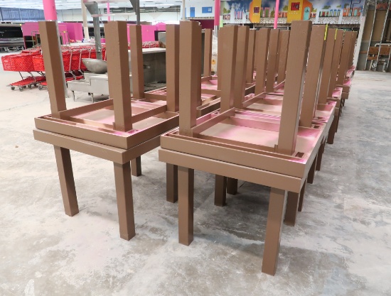 square wooden merchandising tables