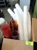 box of cups, plastic & styrofoam