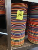 stack of plastic plates, multicolored pastel