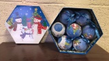 Frosted X-Mas Ornaments In Decorative Boxes