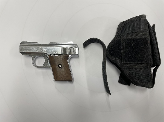 PISTOL, RAVEN ARMS MP25, .25 CALIBER (USA) WITH BLACK HOLSTER